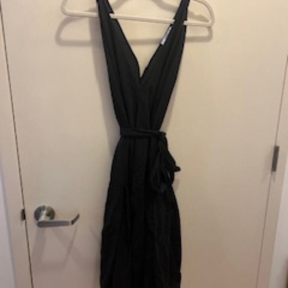 **PRICE DROP ** & Other Stories Black Wrap Midi Dress with Tie Waist - US 10